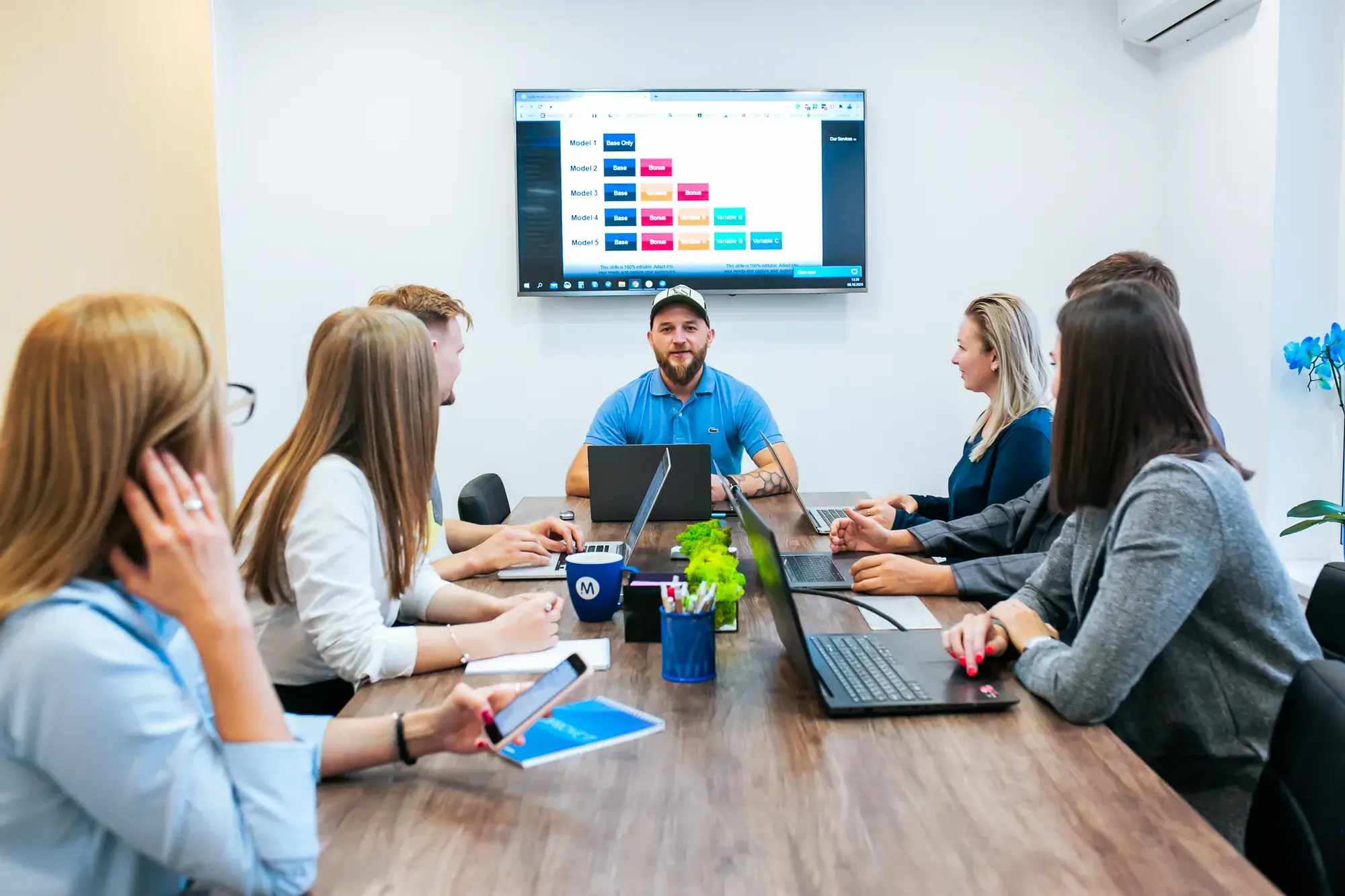 ImproveIT engineers in a meeting around the conference table